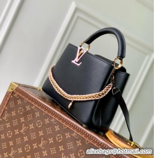 Luxury Cheap Louis Vuitton Capucines BB Bag in Black Taurillon Leather M29439 2026