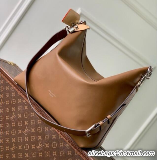 Top Design Louis Vuitton Vagabond Hobo Bag in Black Caramel Calfskin Leather M28392 2026