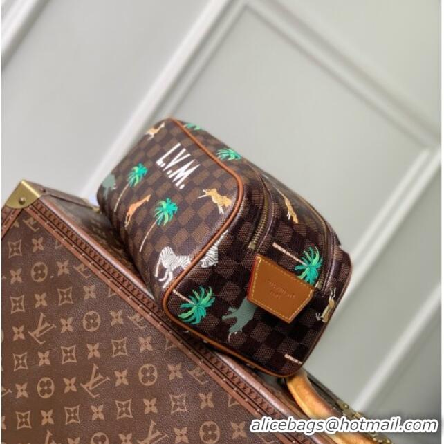 Discount Louis Vuitton LV x The Darjeeling Limited Dopp Kit Toiletry bag in Brown Damier Ebene Heritage Canvas N40889 20