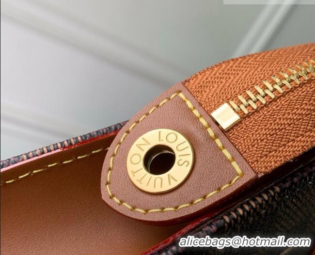 Top Quality Louis Vuitton Pochette Voyage MM x The Darjeeling Limited Clutch Bag in Brown Damier Ebene Heritage Canvas N