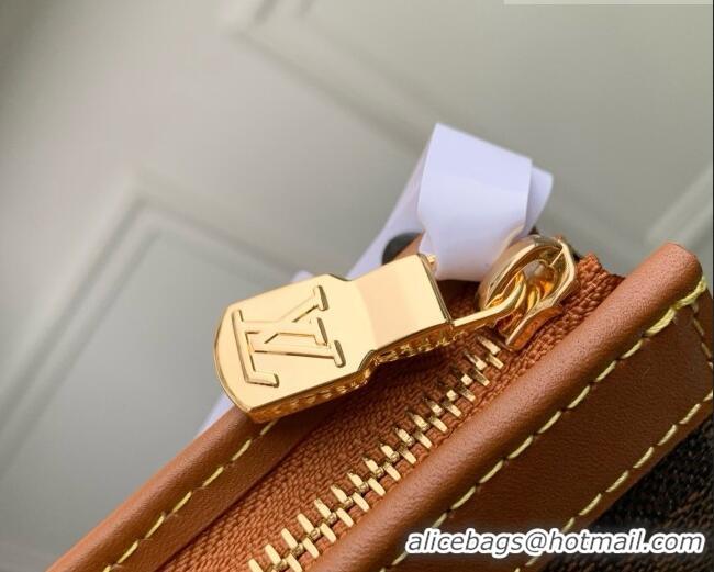 Top Quality Louis Vuitton Pochette Voyage MM x The Darjeeling Limited Clutch Bag in Brown Damier Ebene Heritage Canvas N