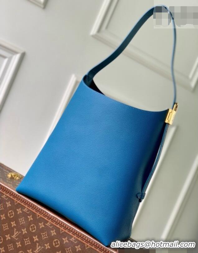 Best Price Louis Vuitton Low Key Hobo MM Bag in Blue Calfskin M24856 Blue 2026