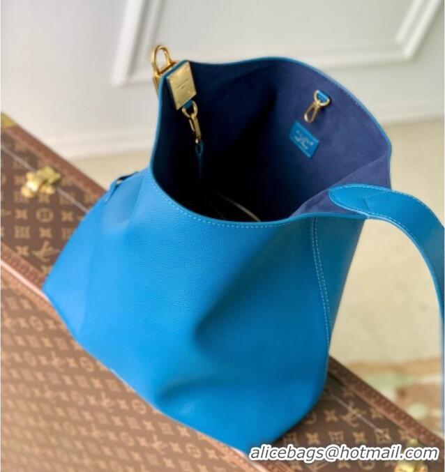 Best Price Louis Vuitton Low Key Hobo MM Bag in Blue Calfskin M24856 Blue 2026