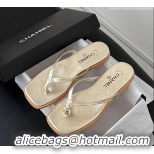 Grade Design Chanel Goatskin Thongs Sandals G47319 Gold 2026