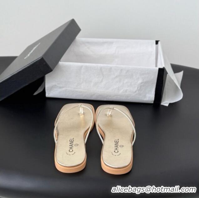 Grade Design Chanel Goatskin Thongs Sandals G47319 Gold 2026