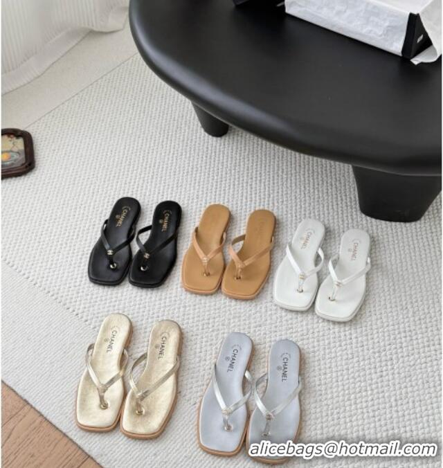 Grade Design Chanel Goatskin Thongs Sandals G47319 Gold 2026