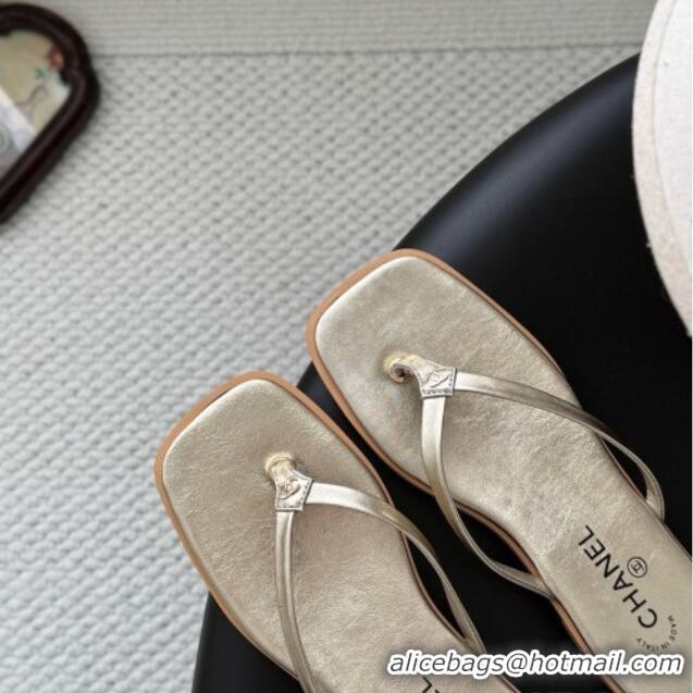 Grade Design Chanel Goatskin Thongs Sandals G47319 Gold 2026