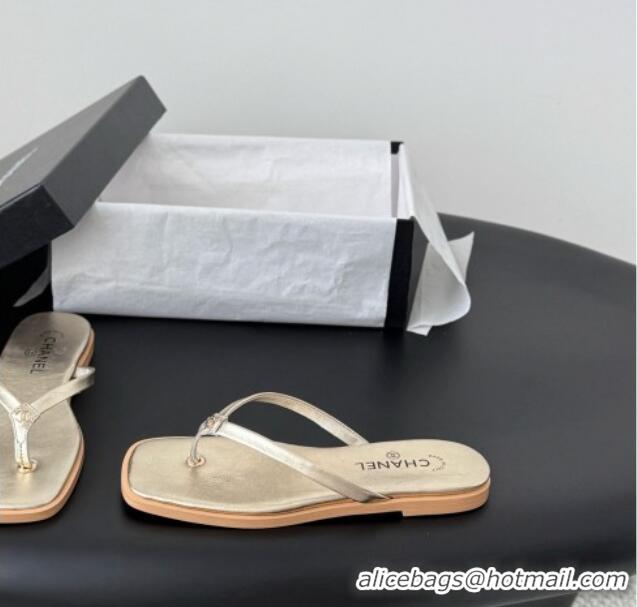 Grade Design Chanel Goatskin Thongs Sandals G47319 Gold 2026