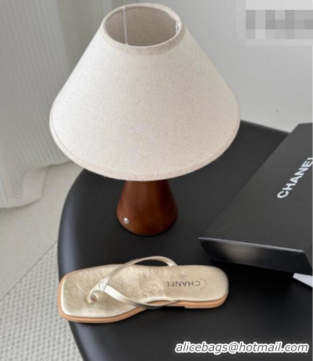 Grade Design Chanel Goatskin Thongs Sandals G47319 Gold 2026