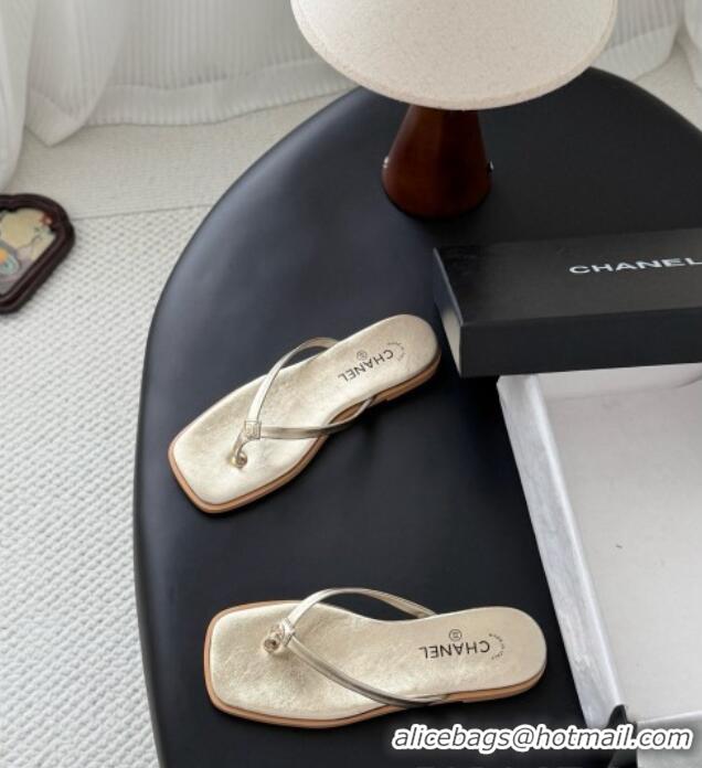 Grade Design Chanel Goatskin Thongs Sandals G47319 Gold 2026