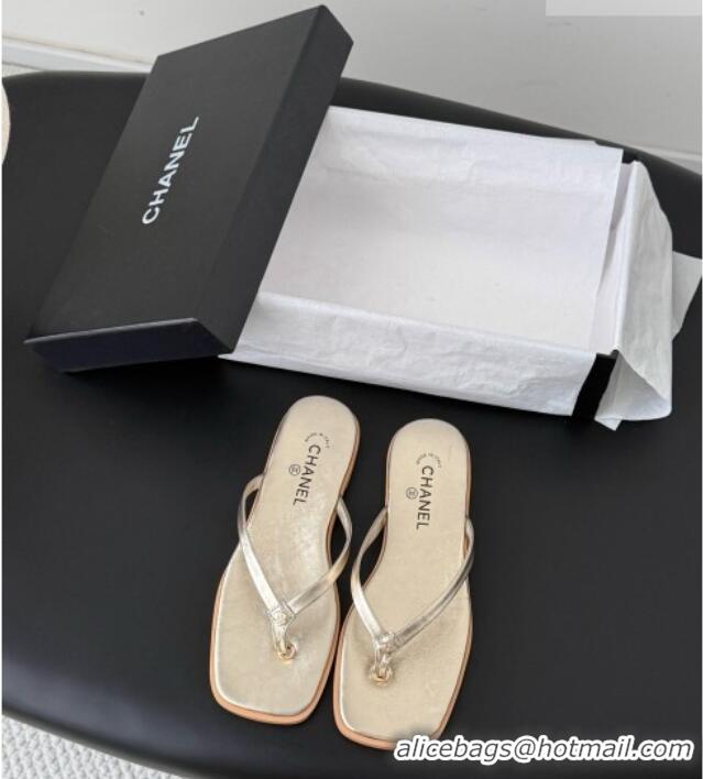 Grade Design Chanel Goatskin Thongs Sandals G47319 Gold 2026