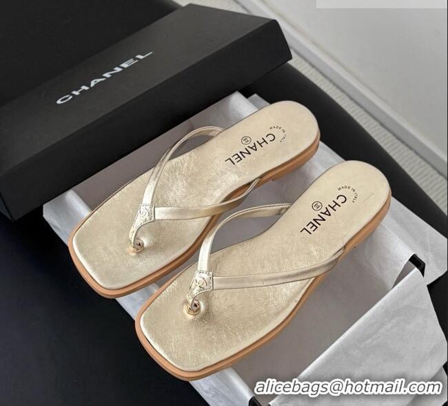 Grade Design Chanel Goatskin Thongs Sandals G47319 Gold 2026