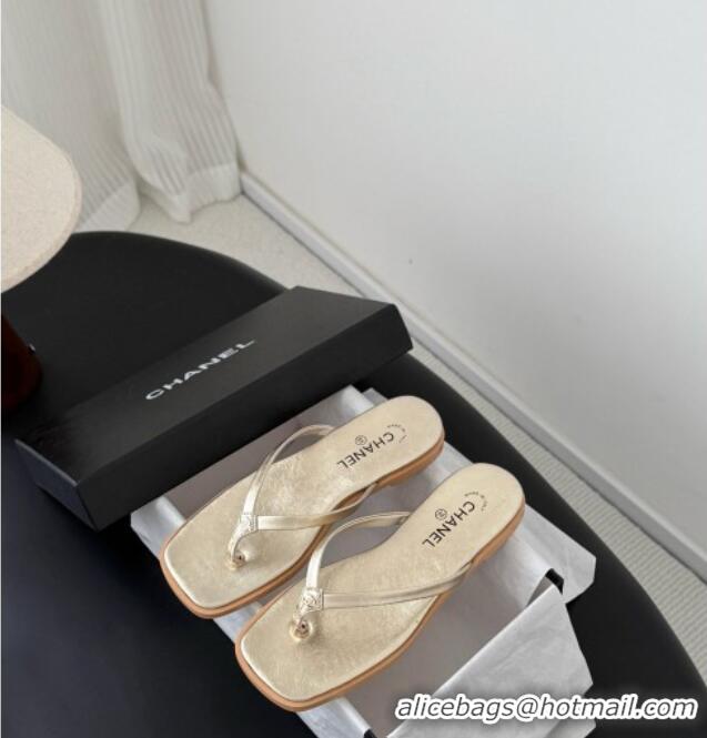 Grade Design Chanel Goatskin Thongs Sandals G47319 Gold 2026