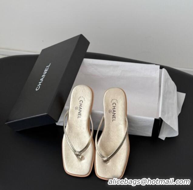 Grade Design Chanel Goatskin Thongs Sandals G47319 Gold 2026