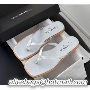 Buy Discount Chanel Goatskin Thongs Sandals G47319 Silver 2026