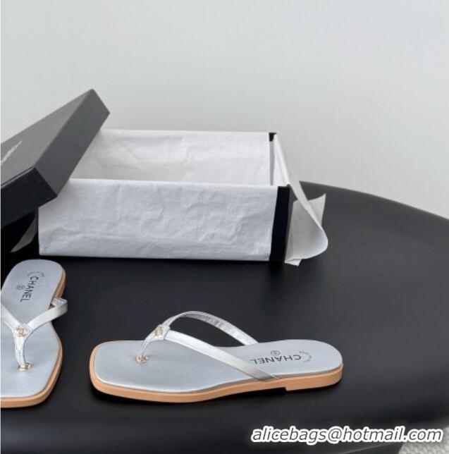 Buy Discount Chanel Goatskin Thongs Sandals G47319 Silver 2026