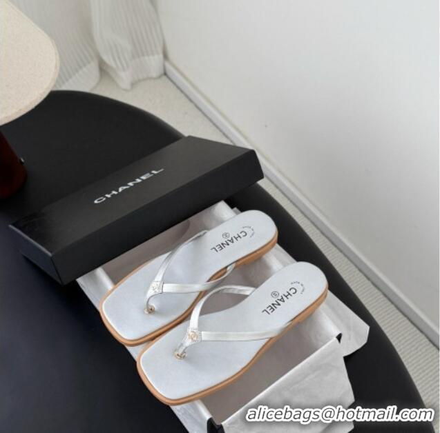 Buy Discount Chanel Goatskin Thongs Sandals G47319 Silver 2026