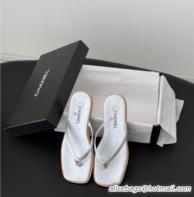 Buy Discount Chanel Goatskin Thongs Sandals G47319 Silver 2026