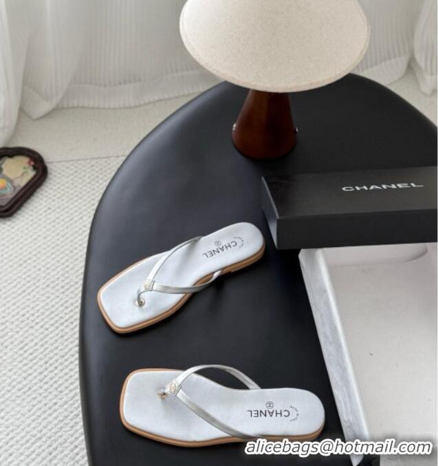 Buy Discount Chanel Goatskin Thongs Sandals G47319 Silver 2026