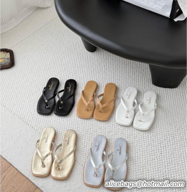 Buy Discount Chanel Goatskin Thongs Sandals G47319 Silver 2026