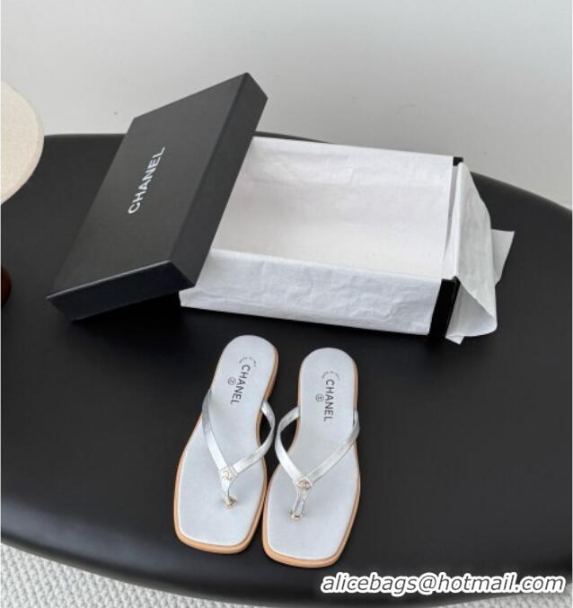 Buy Discount Chanel Goatskin Thongs Sandals G47319 Silver 2026