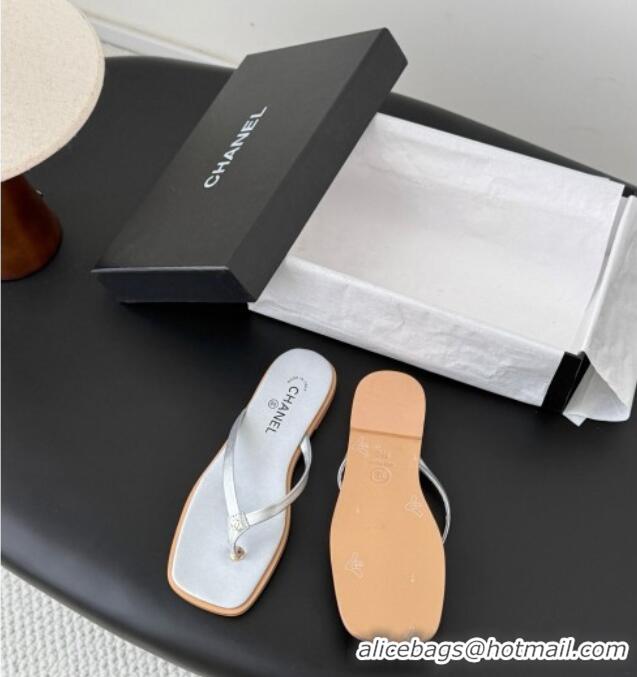 Buy Discount Chanel Goatskin Thongs Sandals G47319 Silver 2026