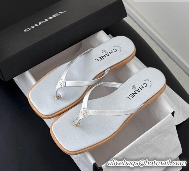 Buy Discount Chanel Goatskin Thongs Sandals G47319 Silver 2026