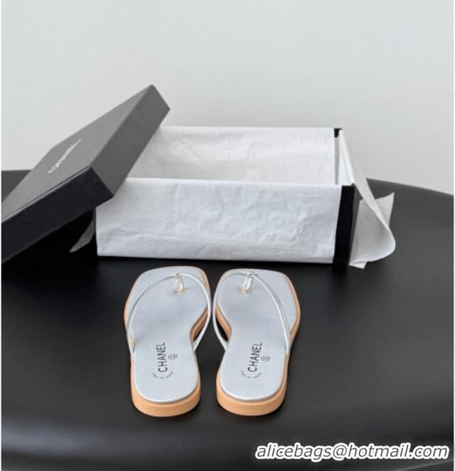 Buy Discount Chanel Goatskin Thongs Sandals G47319 Silver 2026
