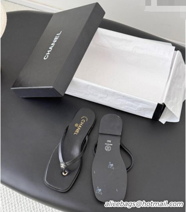 ​Best Product Chanel Goatskin Thongs Sandals G47319 Black 2026