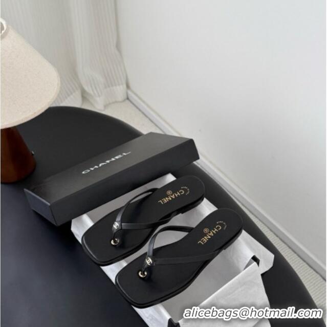 ​Best Product Chanel Goatskin Thongs Sandals G47319 Black 2026