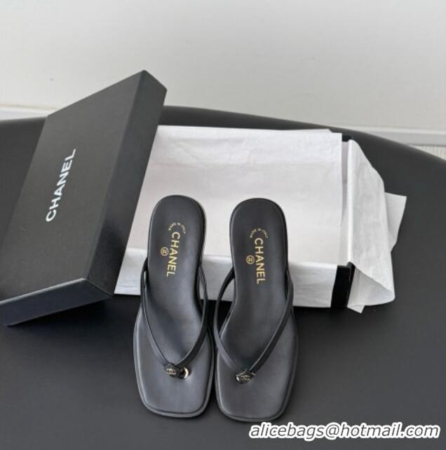 ​Best Product Chanel Goatskin Thongs Sandals G47319 Black 2026
