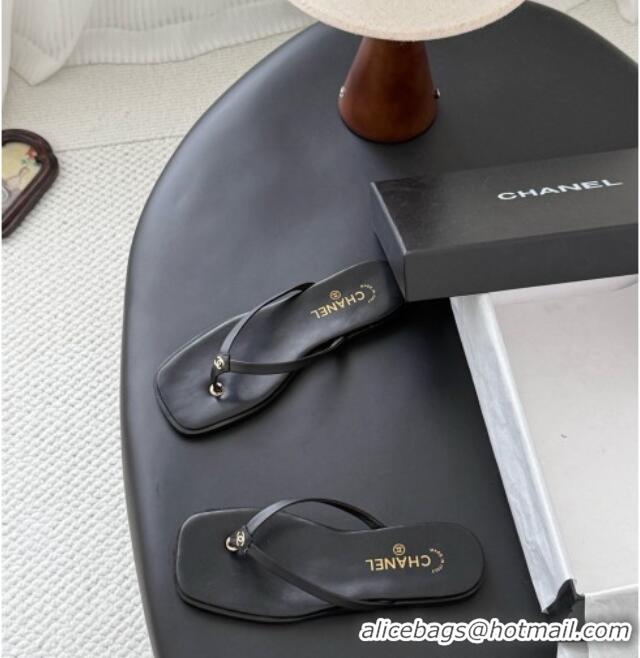 ​Best Product Chanel Goatskin Thongs Sandals G47319 Black 2026