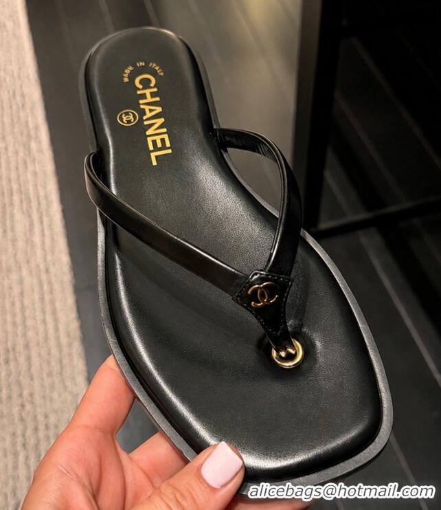 ​Best Product Chanel Goatskin Thongs Sandals G47319 Black 2026
