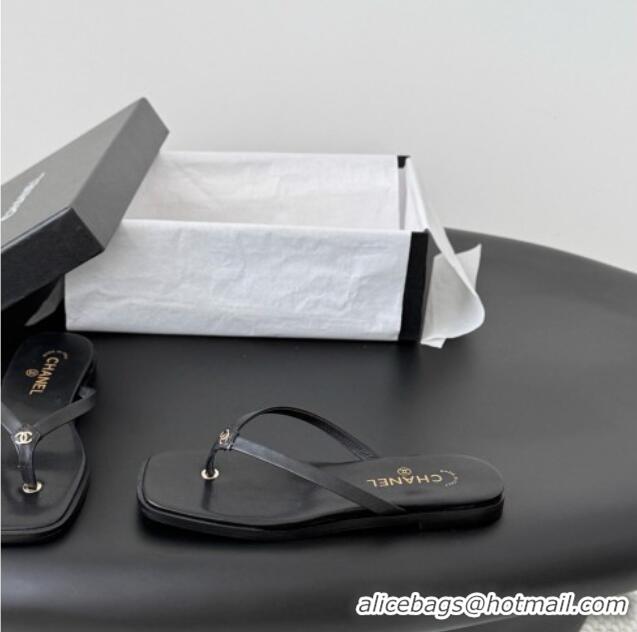 ​Best Product Chanel Goatskin Thongs Sandals G47319 Black 2026