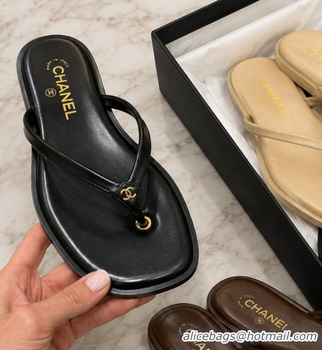 ​Best Product Chanel Goatskin Thongs Sandals G47319 Black 2026