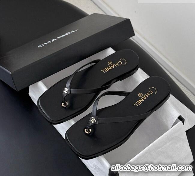 ​Best Product Chanel Goatskin Thongs Sandals G47319 Black 2026