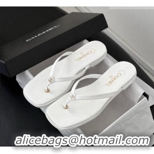 Shop Discount Chanel Goatskin Thongs Sandals G47319 White 2026
