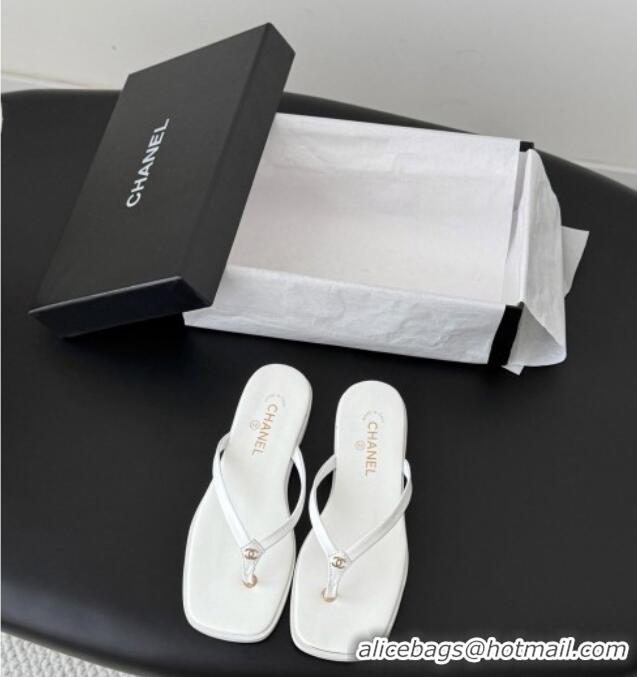 Shop Discount Chanel Goatskin Thongs Sandals G47319 White 2026