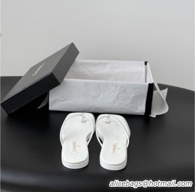Shop Discount Chanel Goatskin Thongs Sandals G47319 White 2026