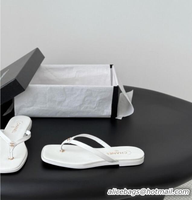 Shop Discount Chanel Goatskin Thongs Sandals G47319 White 2026