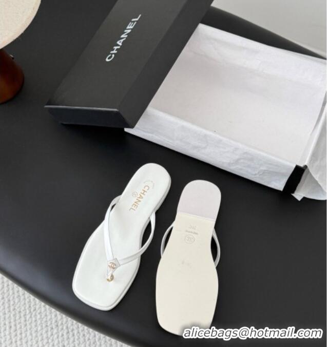 Shop Discount Chanel Goatskin Thongs Sandals G47319 White 2026