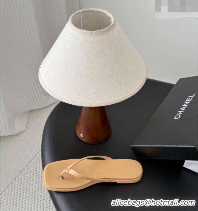 New Release Creation Chanel Goatskin Thongs Sandals G47319 Apricot 2026