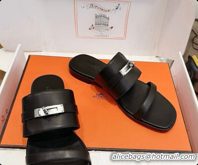 Charming Hermes Nina Sandal in Calfskin H080729 Black 2026