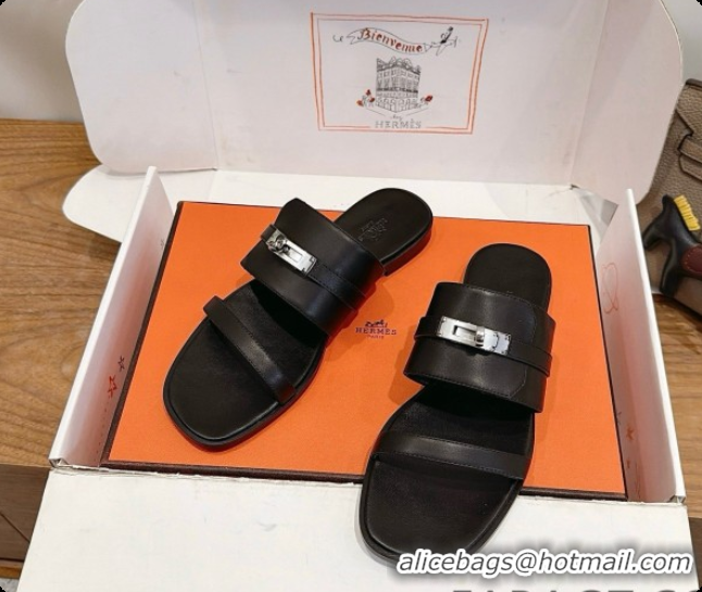 Charming Hermes Nina Sandal in Calfskin H080729 Black 2026