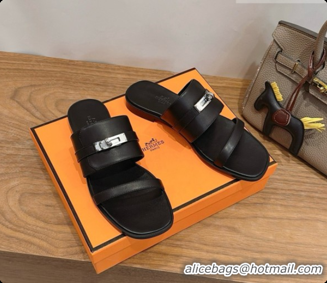 Charming Hermes Nina Sandal in Calfskin H080729 Black 2026