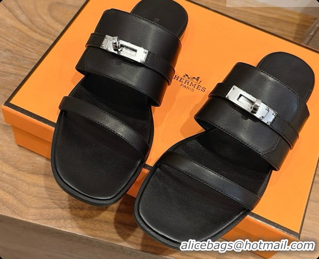 Charming Hermes Nina Sandal in Calfskin H080729 Black 2026