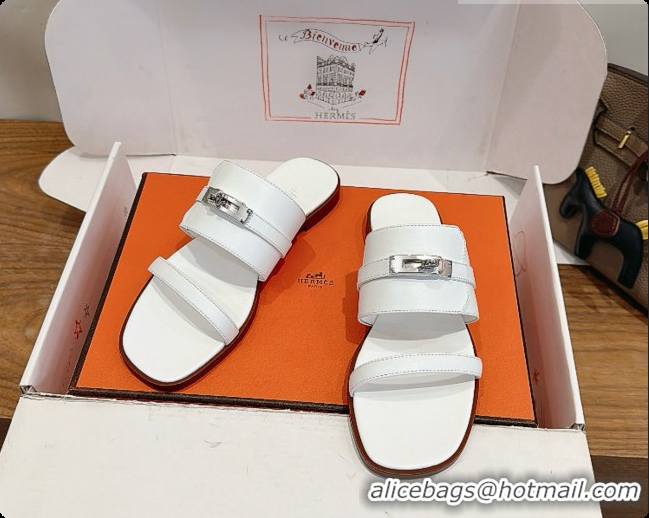 Good Quality Hermes Nina Sandal in Calfskin H080731 White 2026