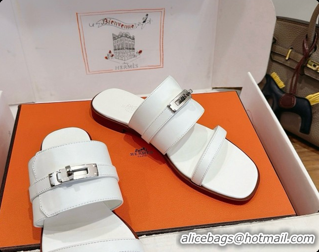 Good Quality Hermes Nina Sandal in Calfskin H080731 White 2026