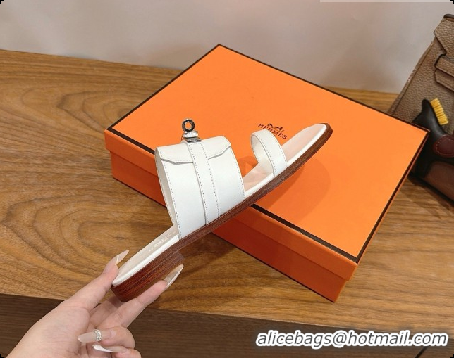 Good Quality Hermes Nina Sandal in Calfskin H080731 White 2026