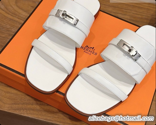 Good Quality Hermes Nina Sandal in Calfskin H080731 White 2026